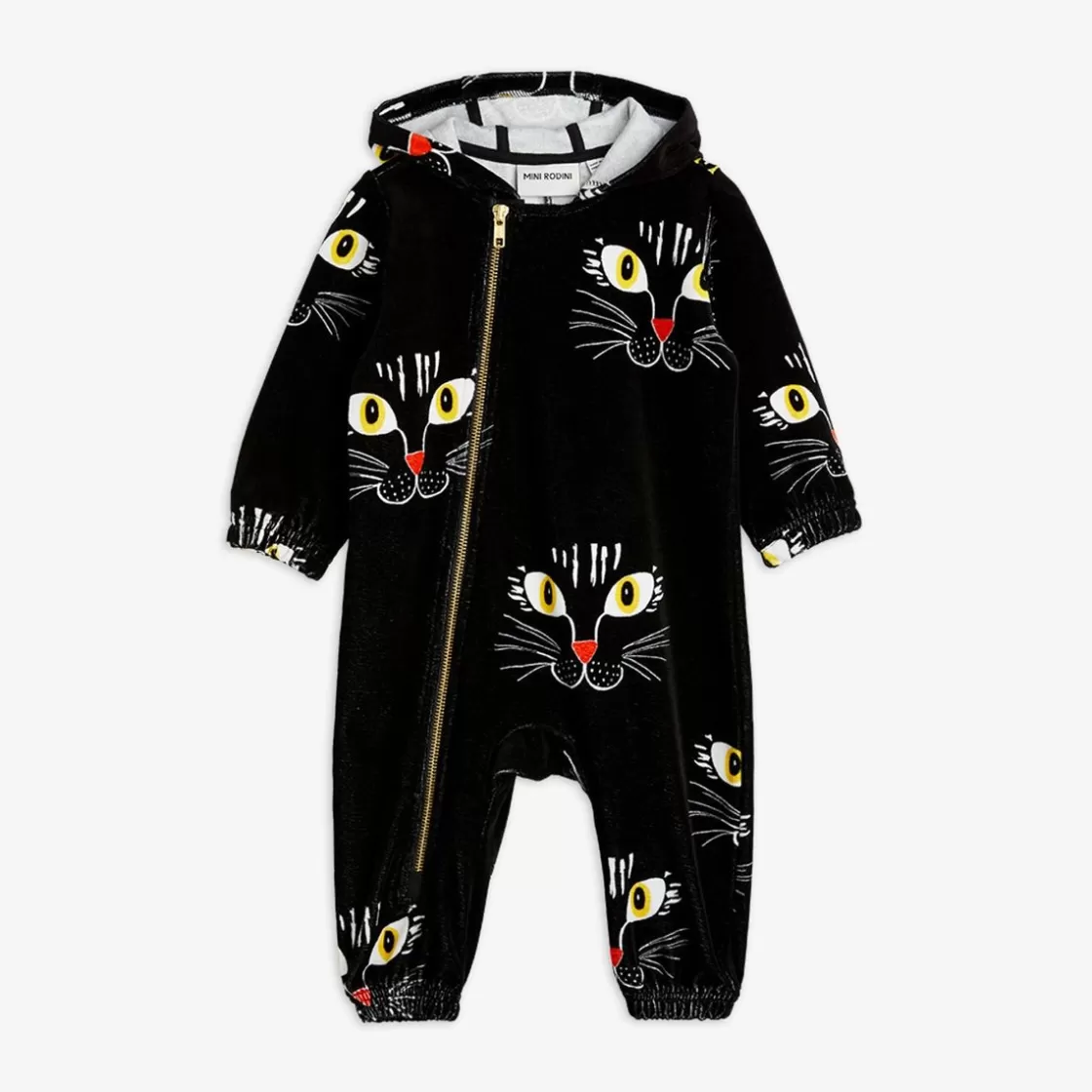 Cheap Cat Face Velour Onesie Onesies & Jumpsuits