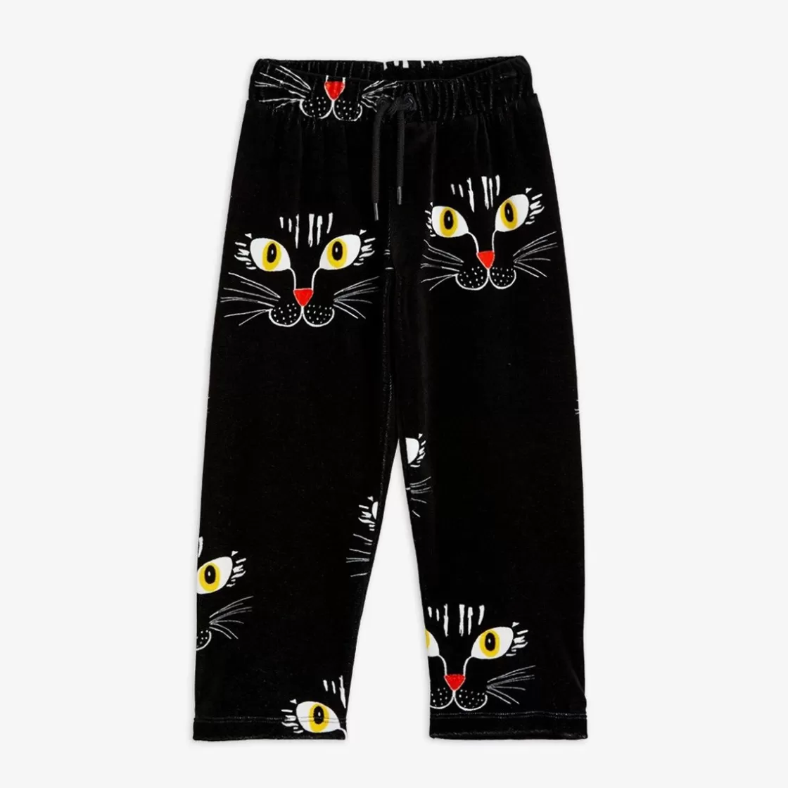 Fashion Cat Face Velour Trousers Kids Pants