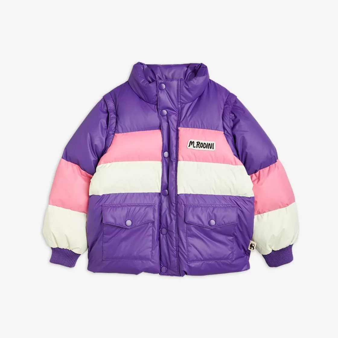 Clearance Zipper Sleeve Puffer Jacket Purple Kids Jackets